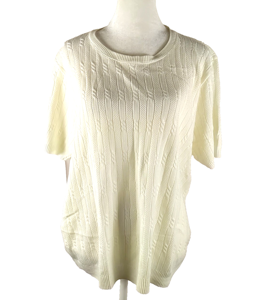 Vintage Alfred Dunner Women's Sweater Size XL White Short Sleeve Round Neck...
